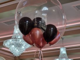 bubbles rosegold black balloons
