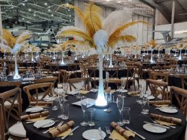 IWM Duxford feather centrepieces