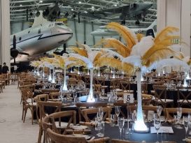 IWM Duxford feather centrepieces