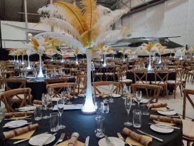 IWM Duxford feather centrepieces