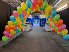 balloon tunnel neon 70s disco