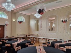 bubbles rosegold black balloons