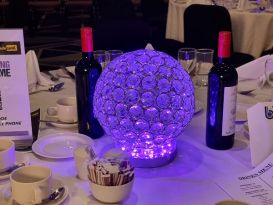 crystal globe table centres london