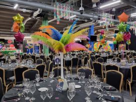 edgbaston neon 80s event decor