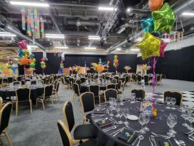 edgbaston neon 80s event decor