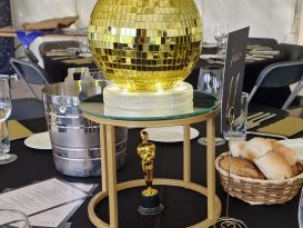 gold mirrorball centrepiece