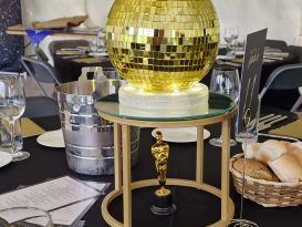 gold mirrorball centrepiece