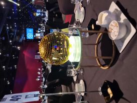 gold mirrorball centrepiece