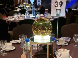 gold mirrorball centrepieces telford
