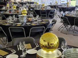 gold mirrorballs centrepieces