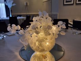 white leaf bowl centrepiece