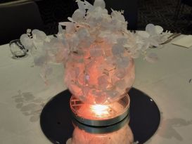 white leaf bowl centrepiece