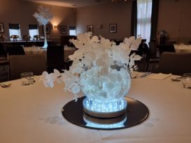 white leaf bowl centrepiece