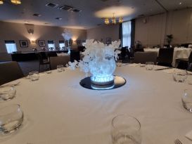 white leaf bowl centrepiece