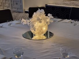 white leaf bowl centrepiece