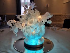 white leaf bowl centrepiece