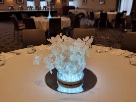 white leaf bowl centrepiece