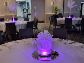 white leaf bowl centrepiece