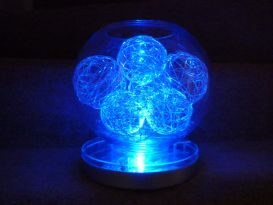 wire balls blue lighting